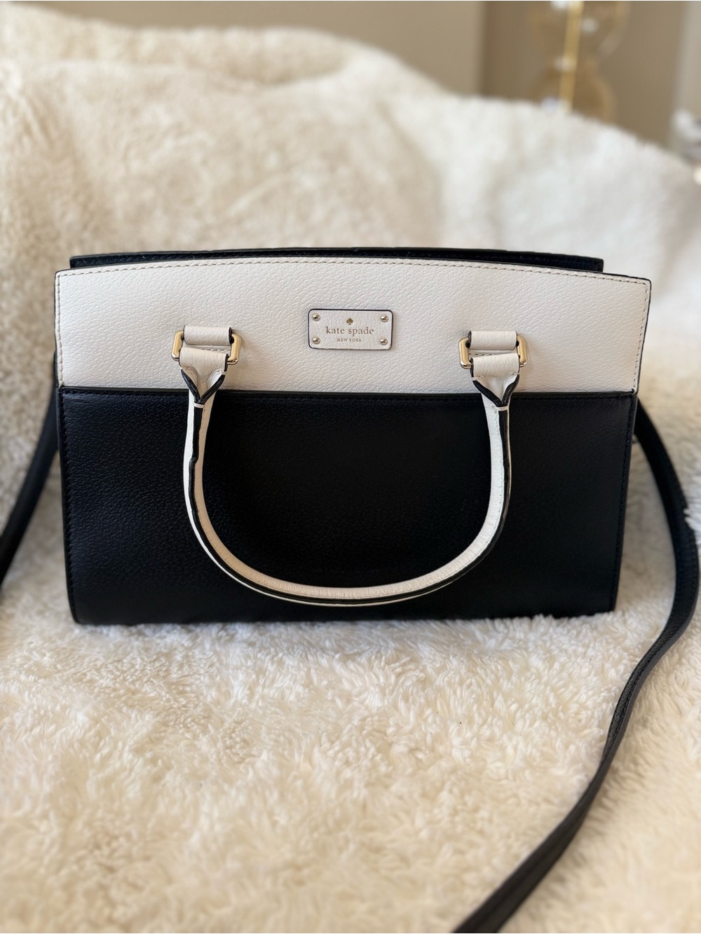 kate spade Black and White Two-Tone Structured Satchel